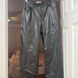 Abercrombie & Fitch 90’s Relaxed Black Leather Pants size 30s